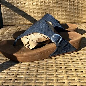 Fitflop Denim Blue Sandals with Silver Buckle